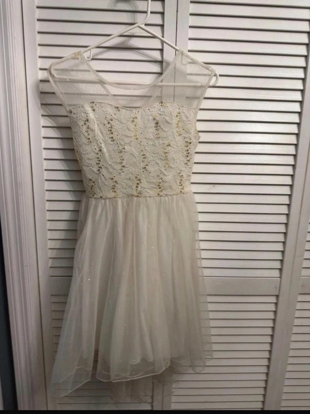 Xhilaration Cream Lace Sheer Neckline Special Occasion Dress XL (14)